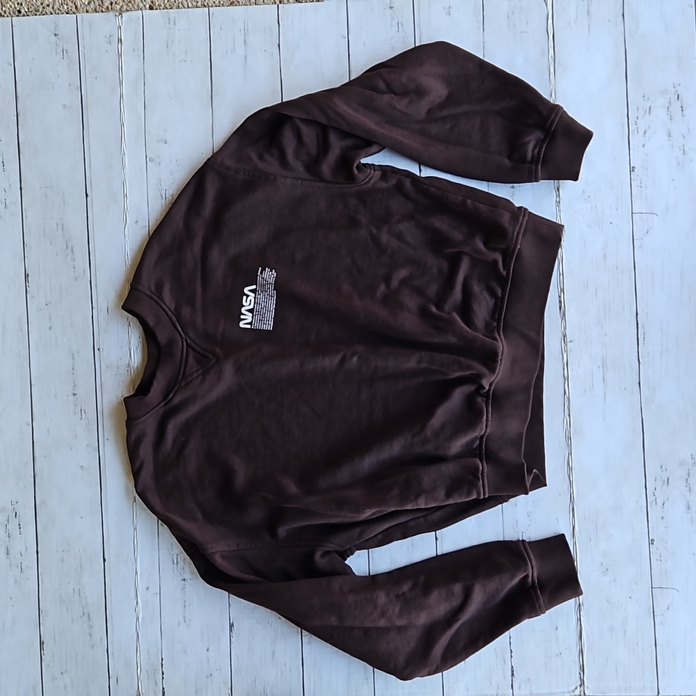 H&M Divided NASA Graphic Sweatshirt Brown Crewneck‎ Pullover Size Medium